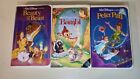 Lot Of 3 Classic Disney VHS Tapes Beauty And The Beast, Bambi, Peter Pan