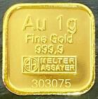 New Listing1 Gram PURE 24K GOLD Argor-Heraeus Suisse 999.9 Bullion Certified Single Sq Bar