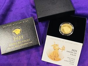2021-W American Eagle 1/2 Oz Half Ounce Gold Proof Coin $25 Box/COA 21ECN Type-2