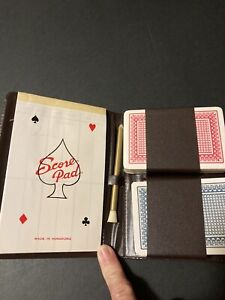 Vintage NOS Twin Deck Playing Card Holder With Notepad & Pencil