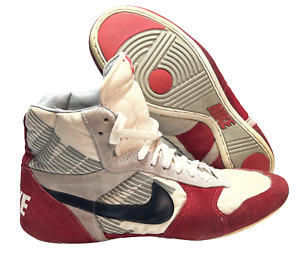 Vintage 1989 Nike Greco Supreme Red Motion Script Wrestling Shoes Sz 10.5 Rare