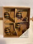 decor vintage Primitive by Kathy  “busy as a bee” set  of 4 bee  ornaments