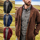 Men's Long Sleeve Knitted Solid Color Round Neck Cardigan Sweater Coat