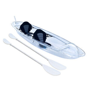 Fishing Clear Kayak Glass Bottom Canoe with Clear Seat & Paddles，1 or 2-Person