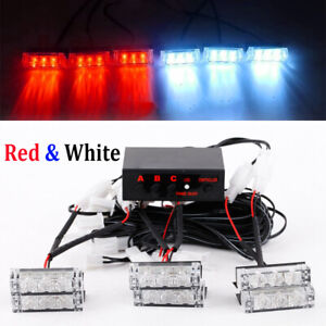 6x 3 LED White/Red Strobe Lights Bar Deck Dash Grill Car Truck