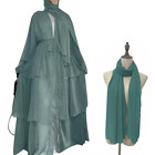 Chiffon Open Abaya Dubai Turkey Kaftan Muslim Cardigan Abayas Dresses for Women