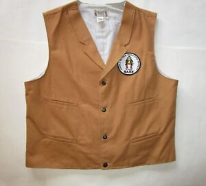 Classic Old West Styles Vest sz XL Brown with Shooting Society SASS Patch