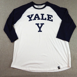 Yale Bulldogs Shirt Adult Size XL Baseball T-Shirt 3/4 Sleeve White Navy New Era