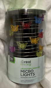 Real Living Led Battery Butterfly String Lights Warm Multicolored 9.3 Ft