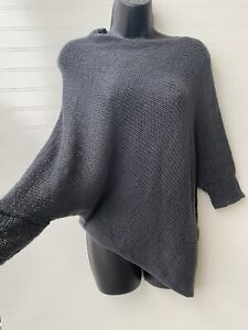 Wooden Ships Paola Buendia Gray Knitted Knit Cotton Pancho Sweater Size S/M
