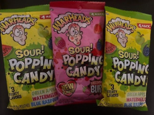 Warheads Sour Popping Candy{MIXED LOT OF 3 BAGS} 4 Different Flavors- 12 pouches
