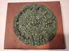 New ListingMayan/Aztec replica calendar resin Folk Art on wooden base Mexico Mesoamerica