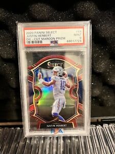 Justin Herbert 2020 Select Concourse (RC) #44 Red Die Cut Prizm Silver PSA 9