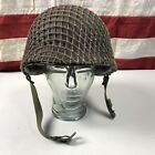 WWII WW2 War US ARMY M1 Helmet Front Seam Steel Pot & Liner Camo Net Westinghous