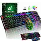 Wireless Gaming Keyboard and Mouse & Mat Combo Mechanical Feel Backlit for PC