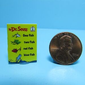 Dollhouse Miniature Replica Book Dr Seuss One Fish Two Fish Red Fish Blue Fish