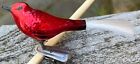 Vintage Christmas Glass Ornament Clip-on Red BIRD Small 2