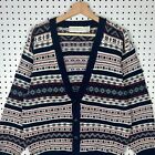 Expressions Cardigan Sweater Fair Isle Blue Red Design SOFT Vintage Women Large