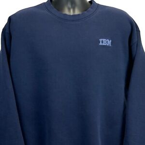 IBM Computers Vintage 90s Sweatshirt 2XL Blue Lands End Made In USA Crewneck