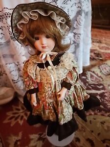 16 Inch  Vintage Anco Porcelain Doll And Stand