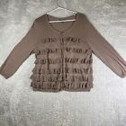 GAP sweater women's size XL Brown cropped button-up With Ruffles