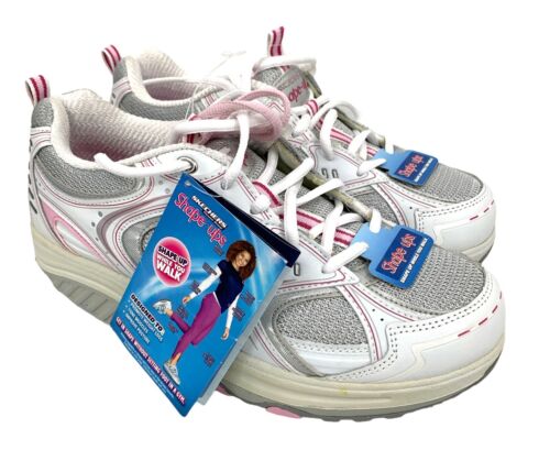 New Skechers Shape Ups White Pink Silver Size 8.5