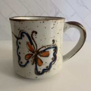 New ListingButterfly Stoneware Speckled Ceramic Mug Handmade Otagiri Style Coffee Cup