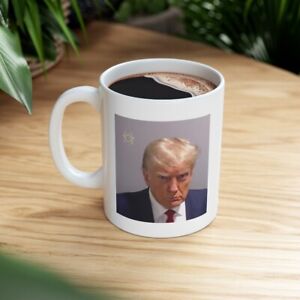 Trump mugshot coffee mug, Atlanta Fulton County, Georgia, August 2023