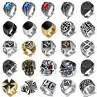 Vintage Mens Stainless Steel Punk Gothic Biker Band Rings Jewelry Size 8-15