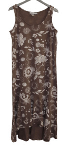 Fresh Produce Brown Floral Sleeveless Maxi Summer Dress Sz XL