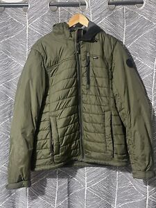 Men’s Gerry Hooded Puffer Jacket Size Large Green Olive Preowned