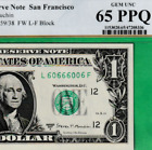 New Listing$1  BINARY FLIPPER  Serial Numbers  60666006  Federal Reserve note PCGS 65 PPQ