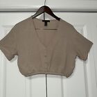 Forever 21 Lightweight Button Down Cropped Blouse L