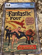 FANTASTIC FOUR #4 CGC 3.0 RARE WHITE PAGES SIGNED TWICE BY STAN LEE HUGE MCU KEY