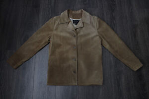 Golden Bear Vintage Jacket Womens Size Small Genuine Suede Leather Full Zip Tan