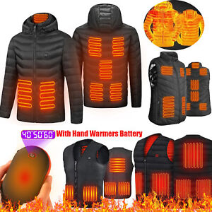 Electric USB Heated Vest Jacket With Hand Warmer Battery Heating Thermal Coat US