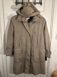 Dannimac Womans ladies trench coat size M Medium - Beige Colour Hood Rain Mac