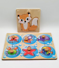 Wooden Toy Puzzle LOT Baby's Toddler's Educational Learning Sea Creatures Fox