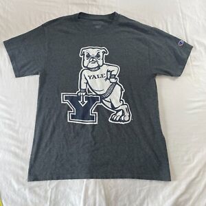 YALE University Logo T-Shirt Gray Crew Neck Short Sleeve Men's M Champion