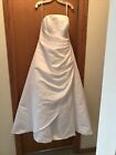 David’s Bridal white strapless satin drape wedding dress, matching veil 16W, NWT