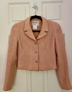 Chanel Tweed Wool Jacket Peach Size 34