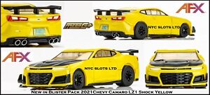 New AFX Shock Yellow Chevy Camaro ZL1 HO Slot Car Mega G + Fits Auto World 22075
