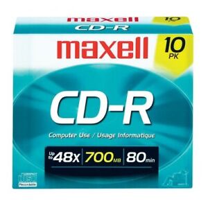 Maxell Cd Recordable Media - Cd-r - 40x - 700 Mb - 10 Pack Slim Jewel Case -