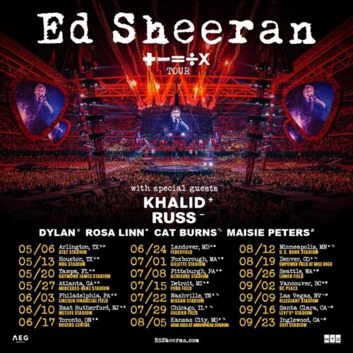 2 Ed Sheeran Tickets - Saturday June 3, Philadelphia - General Admission