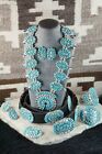 Turquoise & Sterling Silver Squash Blossom Set - Justina Wilson