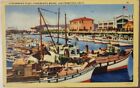 Fisherman's Fleet, Fisherman's Wharf, San Francisco, CA Vintage 1942 Linen...