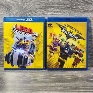 The Lego Movie 3D & Lego Batman Blu-ray DVD Movie Lot DC Comics Funny Kid Bundle