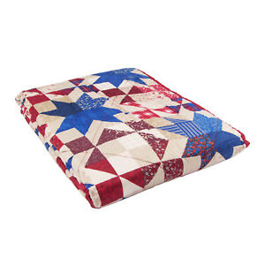 Classic Americana Red, White and Blue Quilted Reversible Throw 60