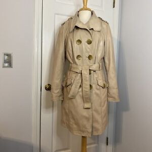 APART GERMANY LAMBSKIN LEATHER DOUBLE BUTTON BREASTED TRENCH COAT 10 EUC