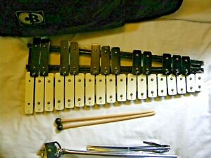 CB Glockenspiel Bells Percussion Kit Marching Band Stand Mallets Soft Bag *as-is